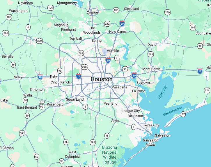 Map of Houston, TX service area